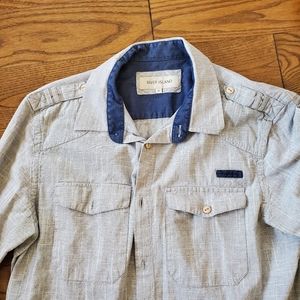 Men's casual button up blue grey River Island